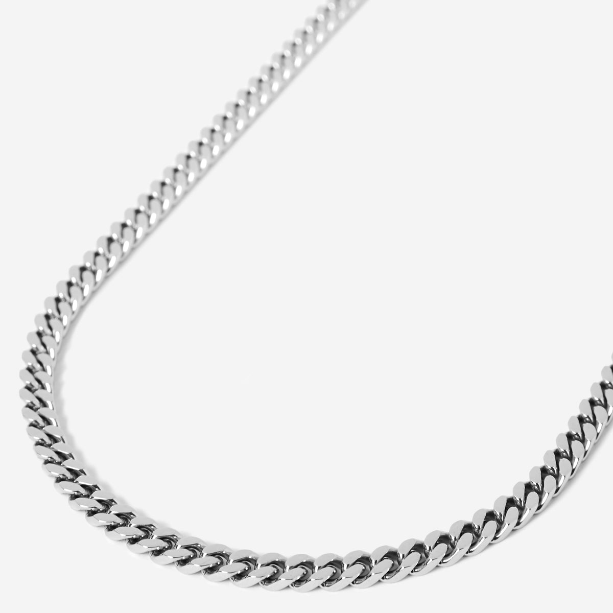 A stainless steel men's chain necklace from Australian jewellery brand Billie Jo, featuring a slim silver chain design