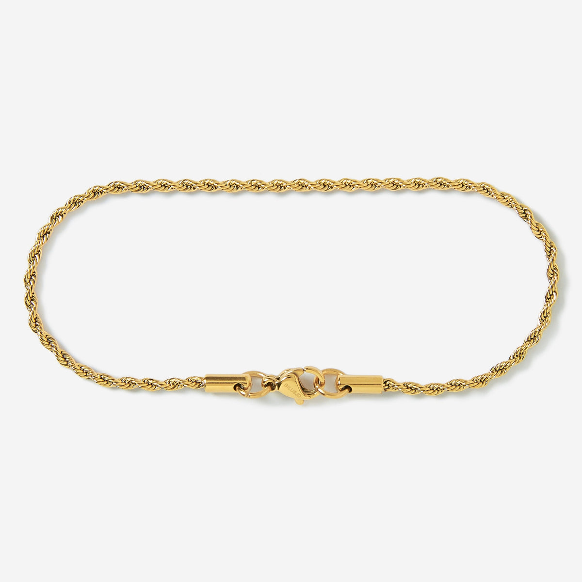 A stainless steel men's rope chain bracelet from Australian jewellery brand Billie Jo, featuring a twisted link design in a gold finish.
