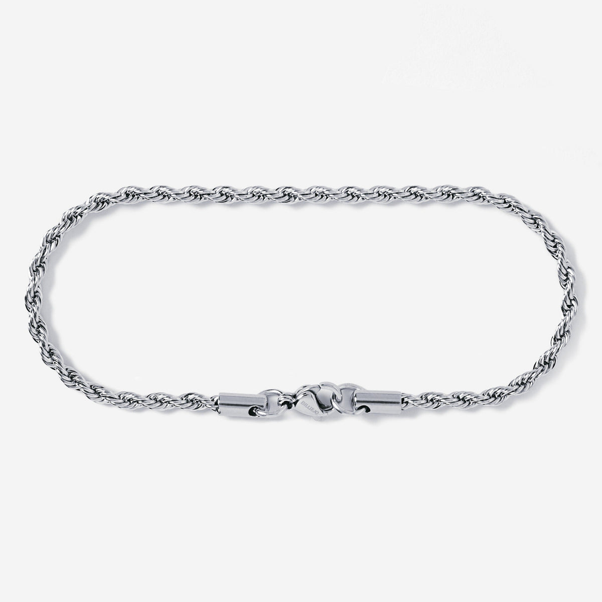 A stainless steel men's rope chain bracelet from Australian jewellery brand Billie Jo, featuring a twisted link design in a silver finish.
