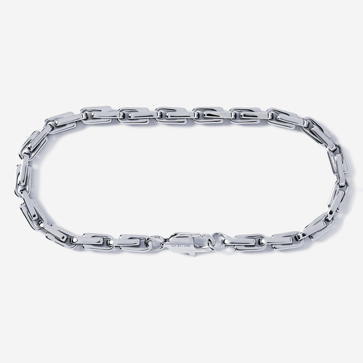 Silver chain bracelet on a white background
