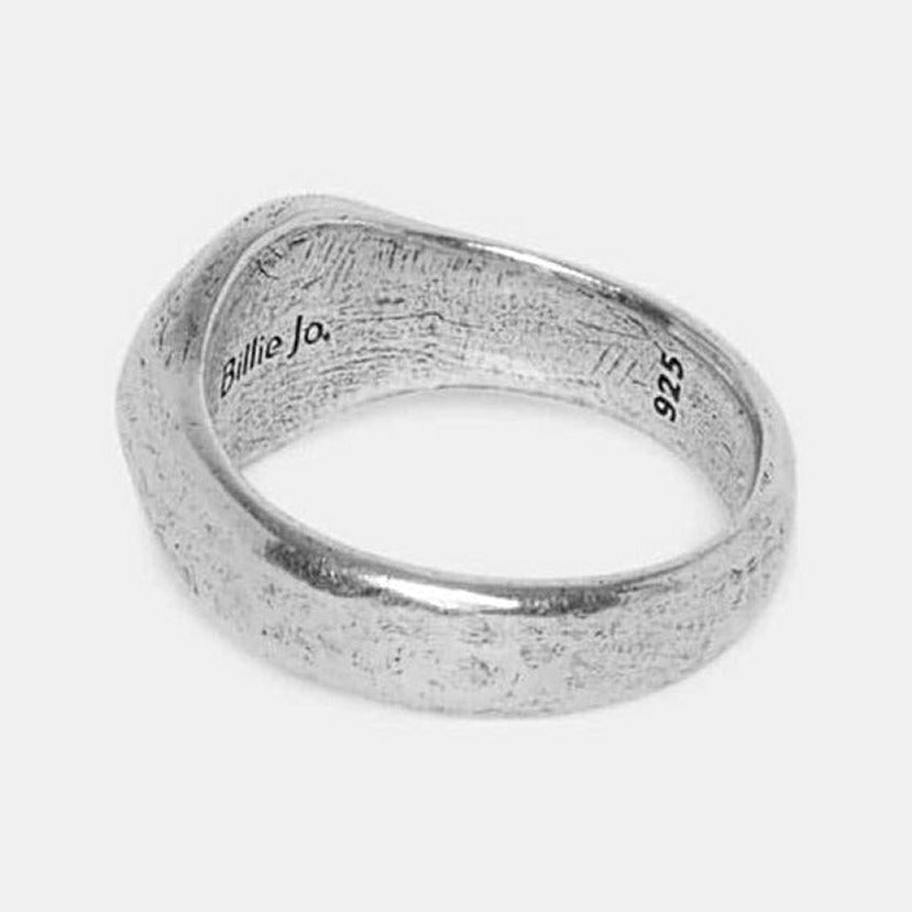 The inside of the sterling silver Signet Ring, showing the 'Billie Jo' and '925' stamps that guarantee authenticity and quality craftsmanship.