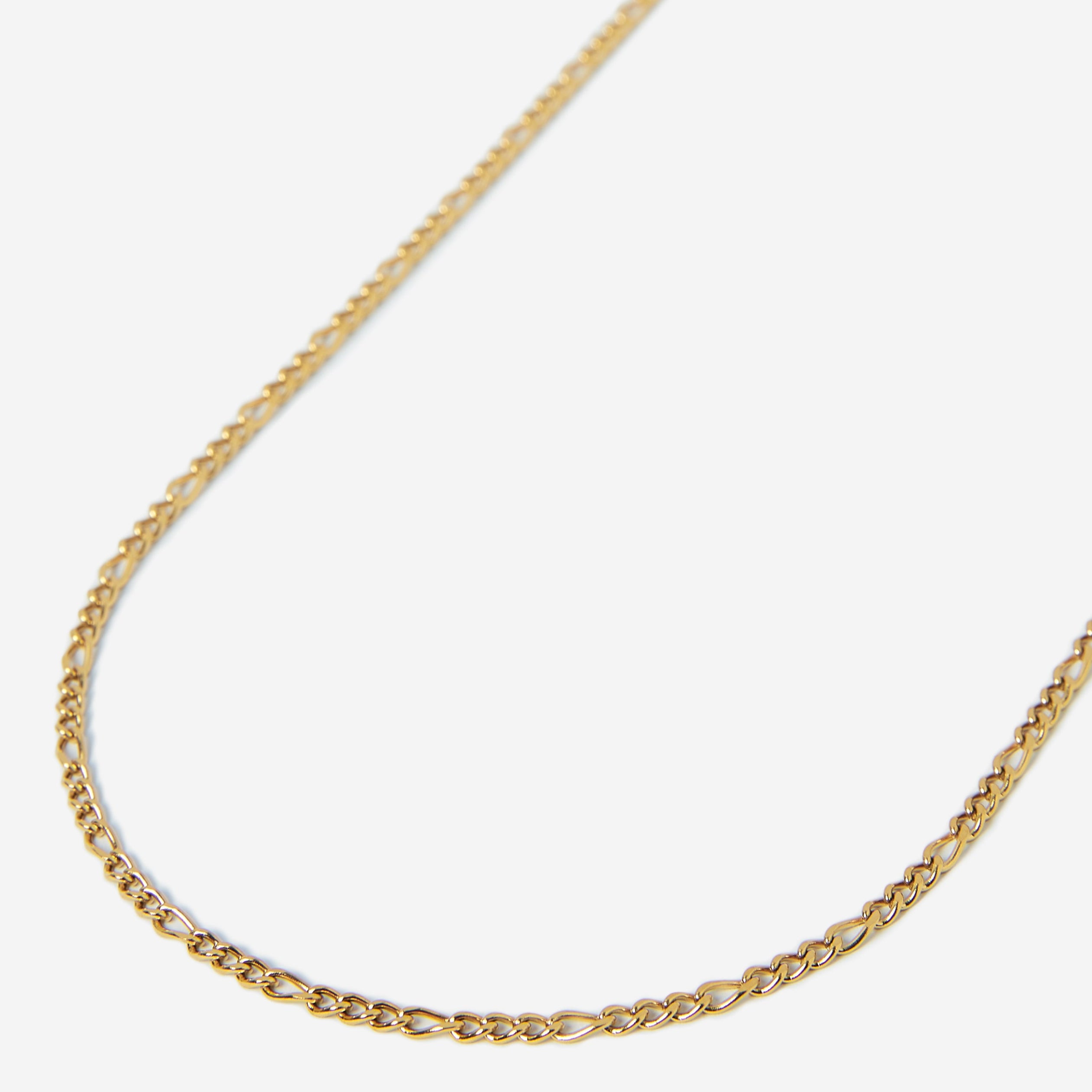 A waterproof gold stainless steel men's figaro chain necklace from Australian jewellery brand Billie Jo, featuring a thick bold alternating link design built to resist tarnish and everyday wear.