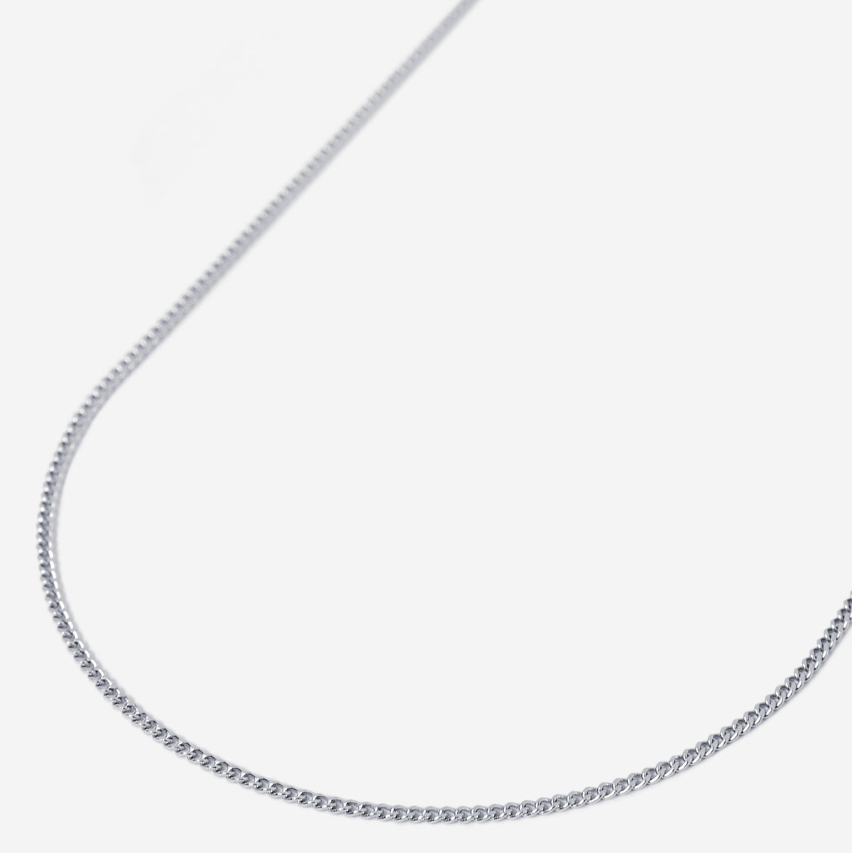 A silver stainless steel men's slim curb chain necklace from Australian jewellery brand Billie Jo, the perfect waterproof and sweat proof everyday bracelet and an ideal gift for men who love low maintenance jewellery