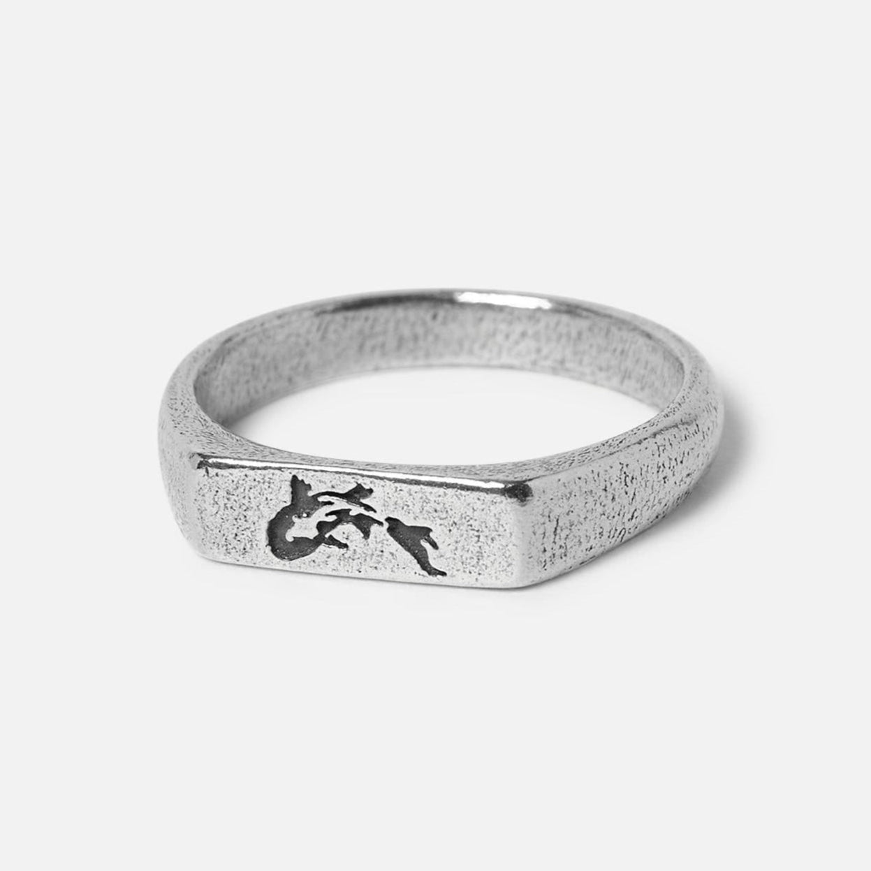 silver ring studio image with a clear white background