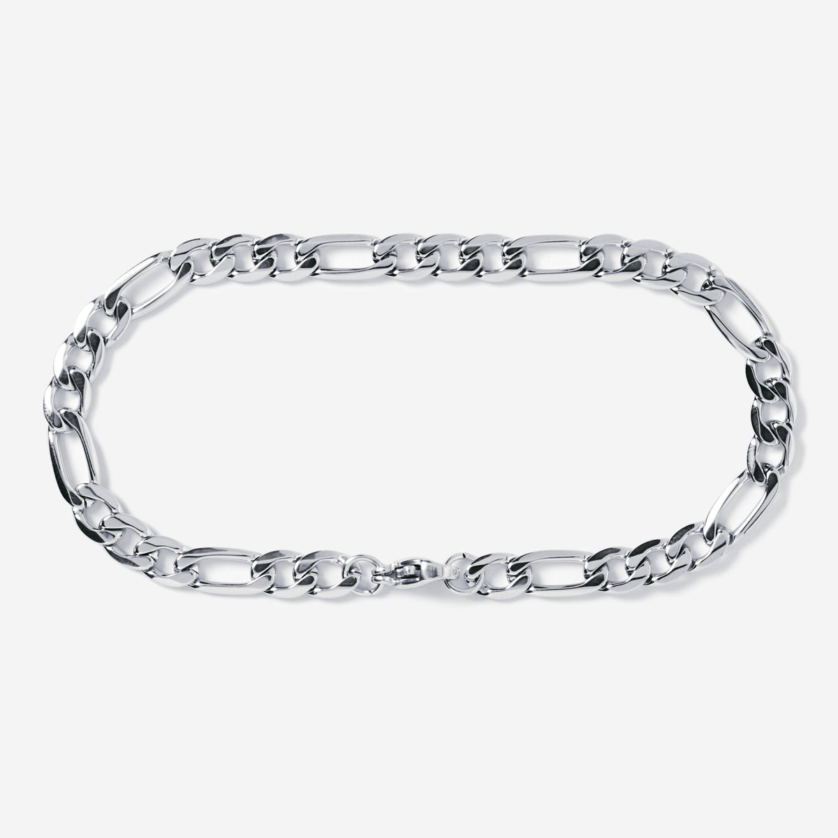 A stainless steel men's figaro chain necklace from Australian jewellery brand Billie Jo, featuring a thick bold alternating link design in a polished silver tone finish, perfect for everyday wear.