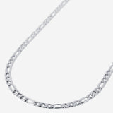 A waterproof silver stainless steel men's figaro chain necklace from Australian jewellery brand Billie Jo, featuring a thick bold alternating link design built to resist tarnish and everyday wear.