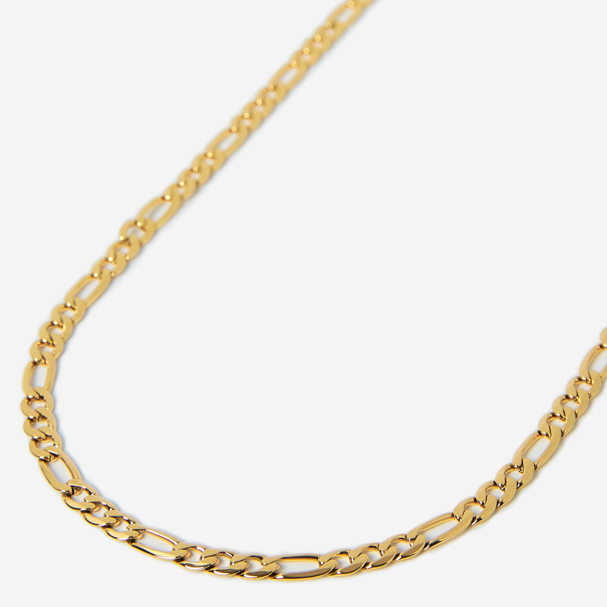 A waterproof gold stainless steel men's figaro chain necklace from Australian jewellery brand Billie Jo, featuring a thick bold alternating link design built to resist tarnish and everyday wear.
