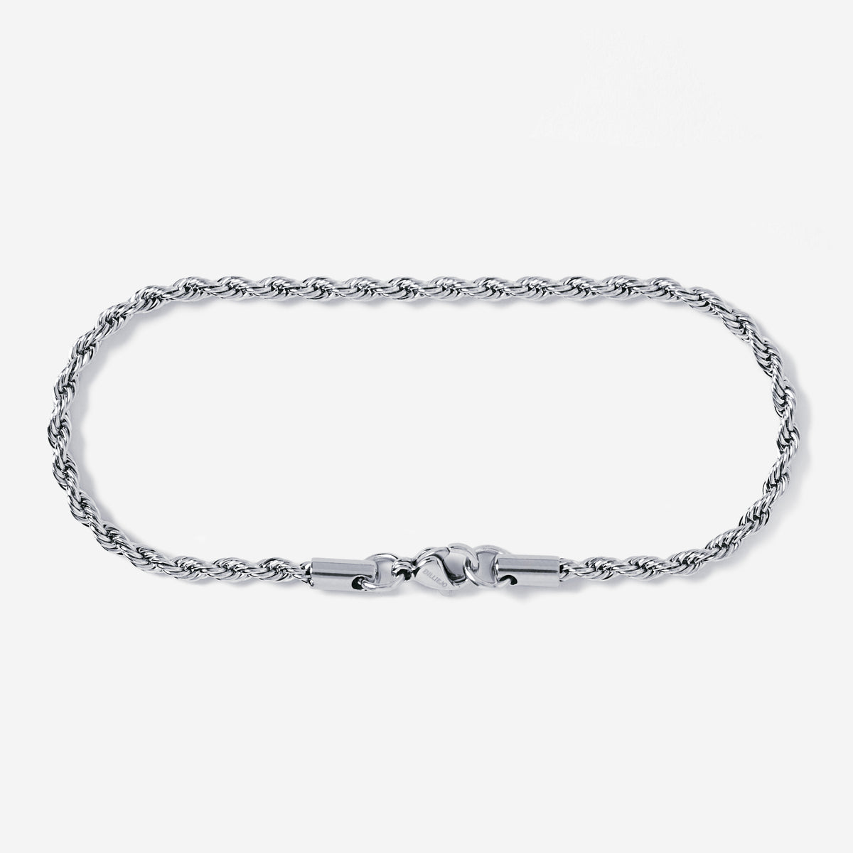 A stainless steel men's rope chain bracelet from Australian jewellery brand Billie Jo, featuring a twisted link design in a silver finish.