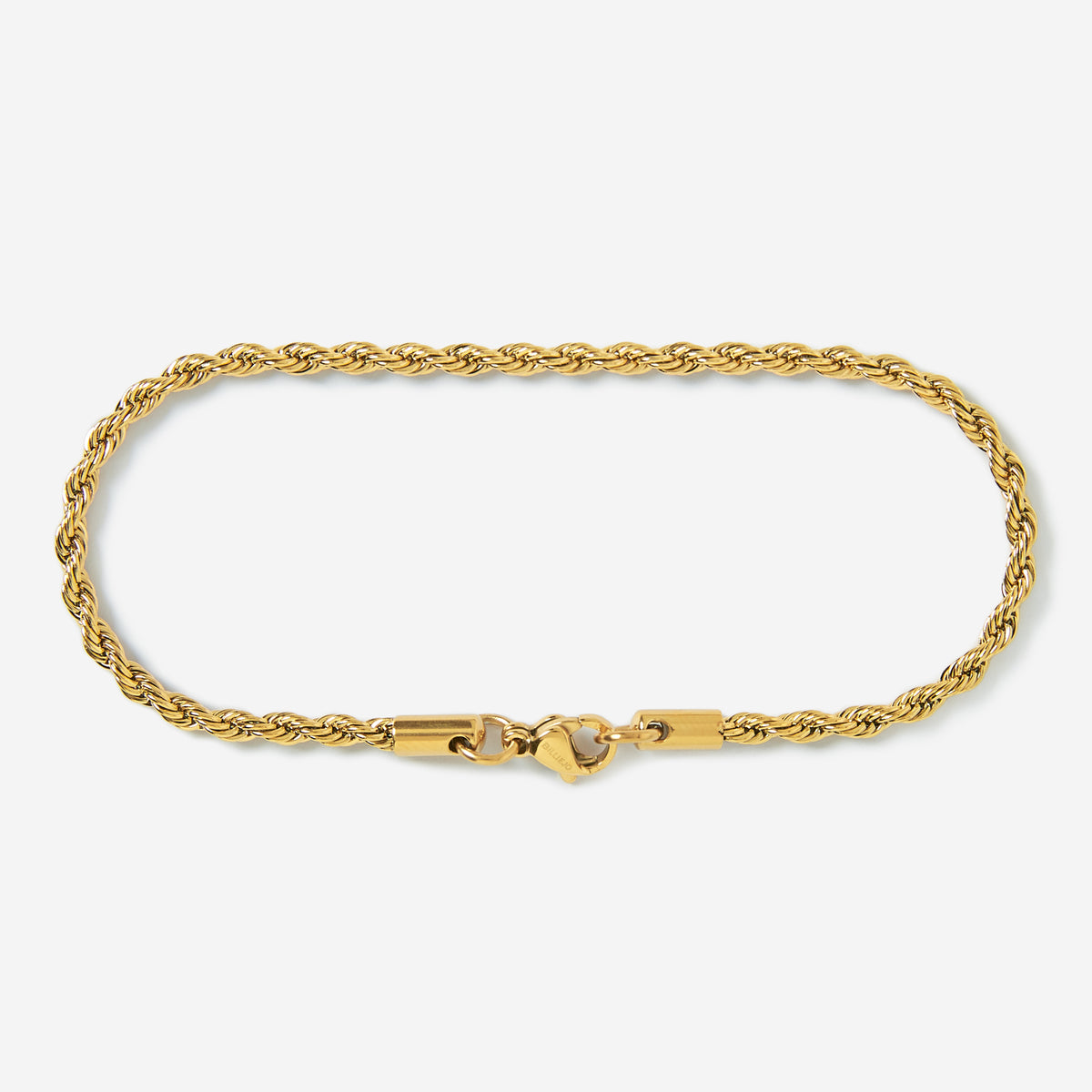 A stainless steel men's rope chain bracelet from Australian jewellery brand Billie Jo, featuring a twisted link design in a gold finish.