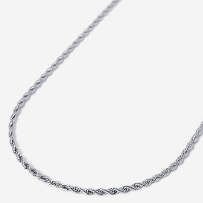 A stainless steel men's rope chain necklace from Australian jewellery brand Billie Jo, featuring a twisted link design in a silver tone finish.