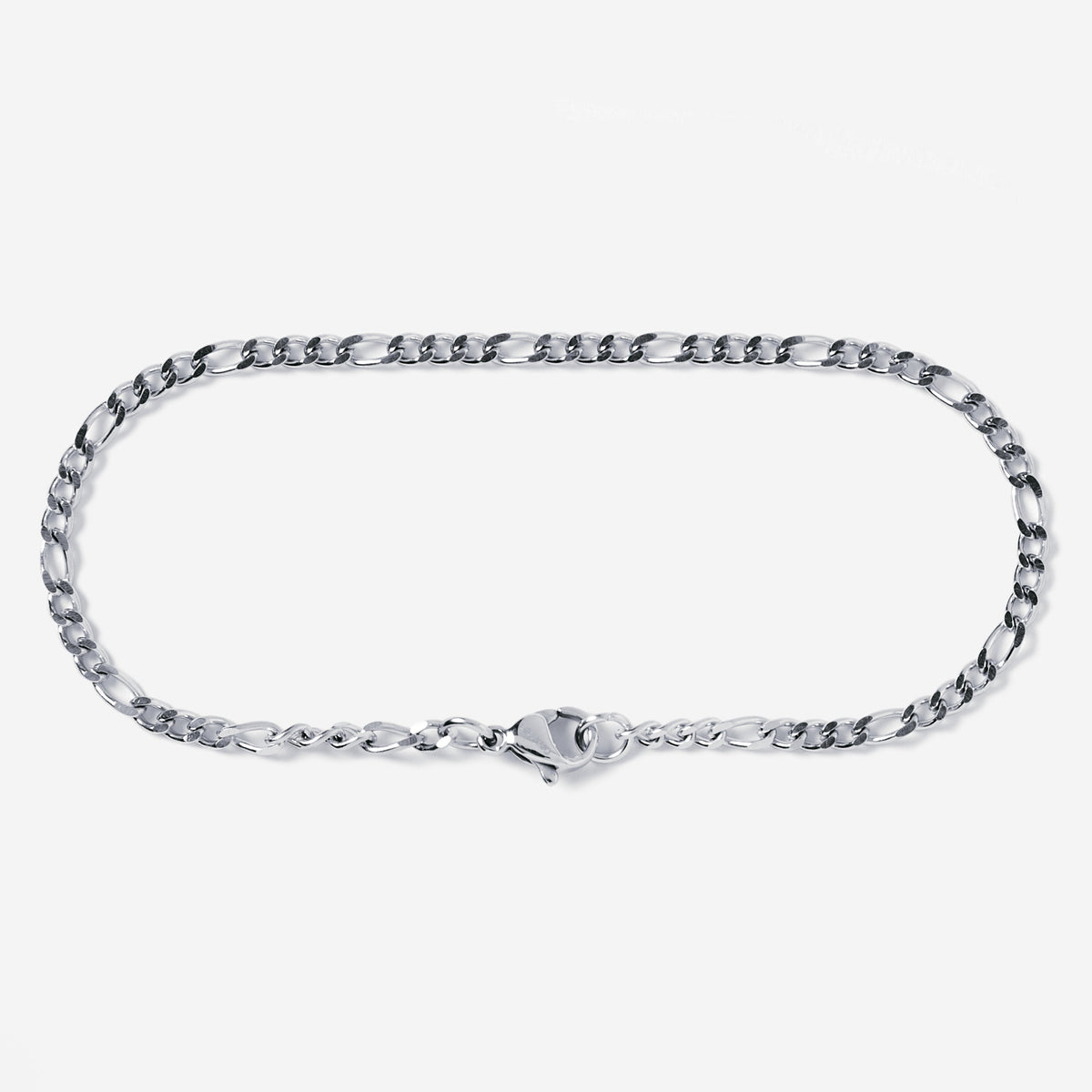 A stainless steel men's slim  figaro chain bracelet from Australian jewellery brand Billie Jo, featuring a thick bold alternating link design in a polished silver tone finish, perfect for everyday wear.