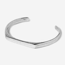 The Billie Jo Echo Cuff in 925 sterling silver, featuring a modern, minimalist design with a flat, textured top bar and a smooth, polished band. A timeless piece of Australian men's jewellery.