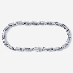 Silver chain bracelet on a white background