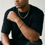 A stainless steel men's gold chain bracelet and necklace from Australian jewellery brand Billie Jo, featuring a waterproof and sweat proof design perfect for everyday wear and gifting.