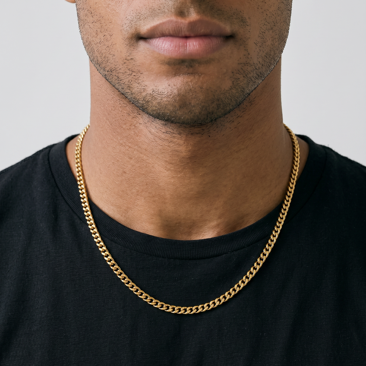 A stainless steel men's chain necklace from Australian jewellery brand Billie Jo, featuring a slim gold chain design