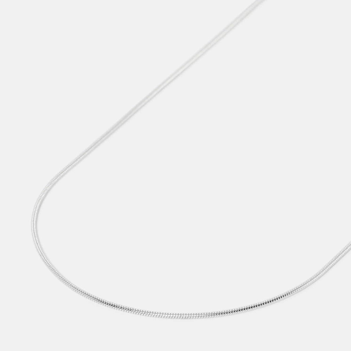 A sleek, sterling silver Snake Necklace from Billie Jo, featuring a smooth, flexible chain that catches the light. This minimalist men's necklace is perfect for everyday wear.